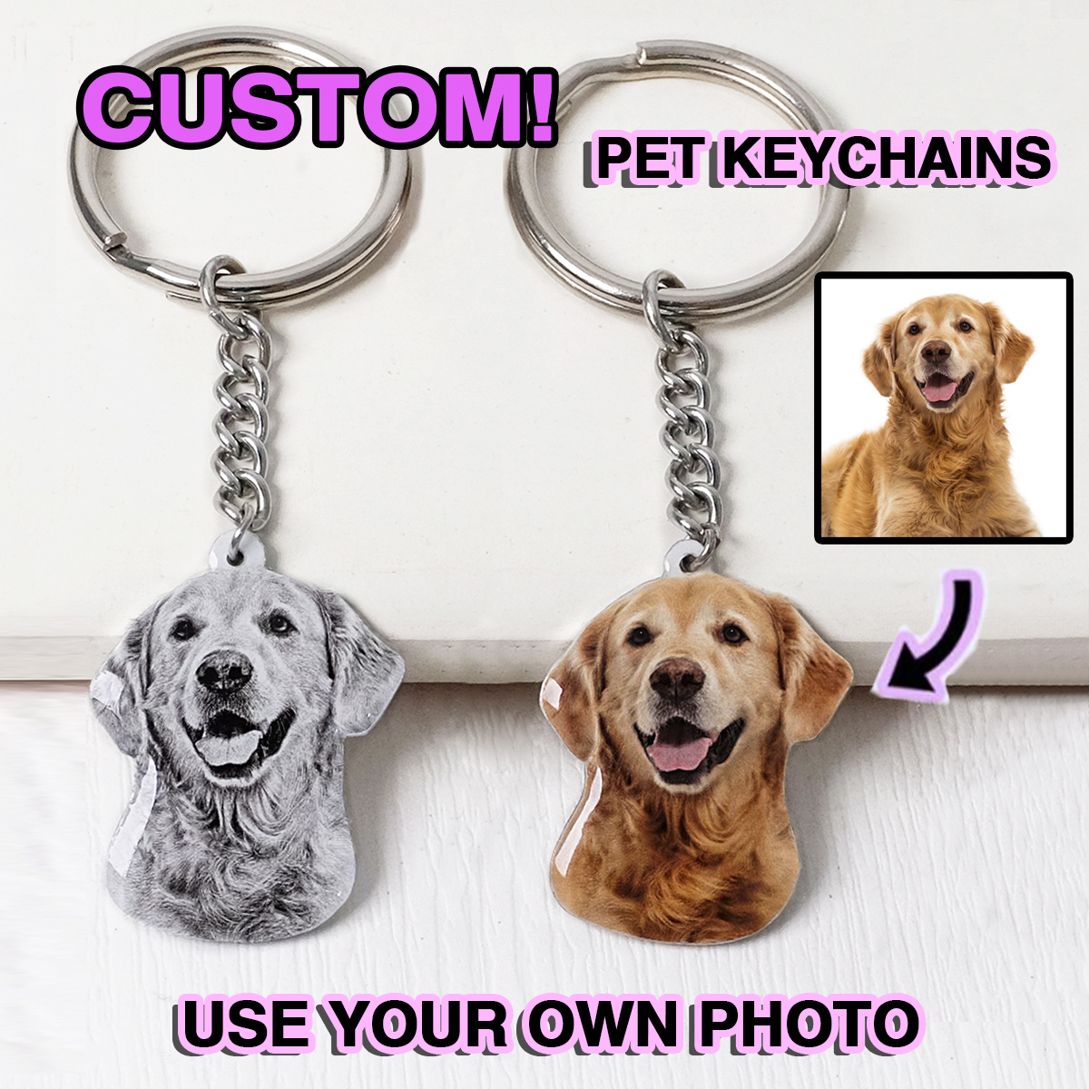 Custom Pet Photo Keychain Pers - Pet Supplies Store ulasan dan harga