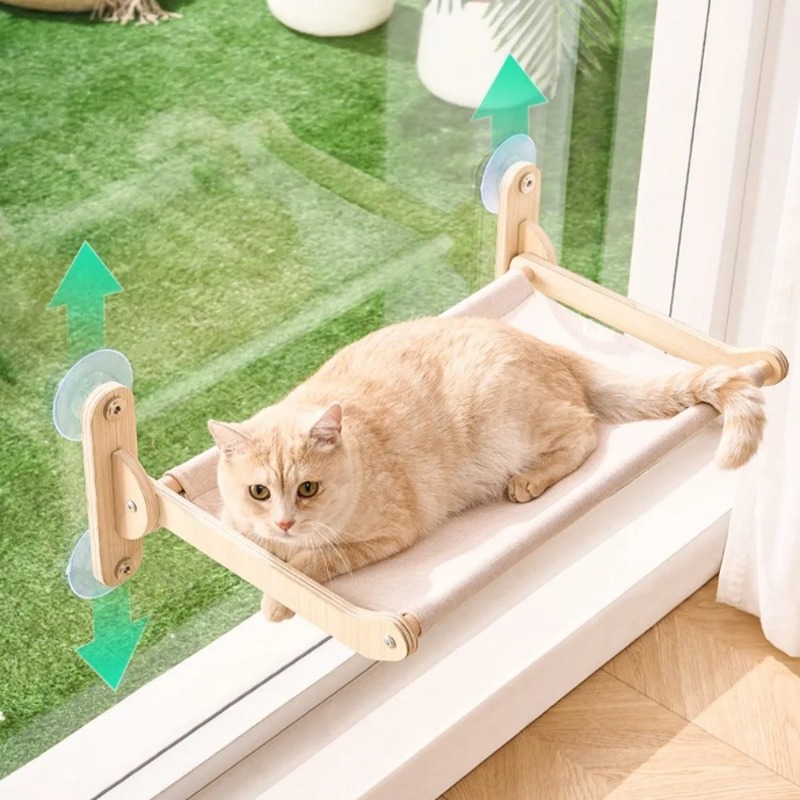 Cat Window Perch with Wooden F - Cat Window Perch ulasan dan harga