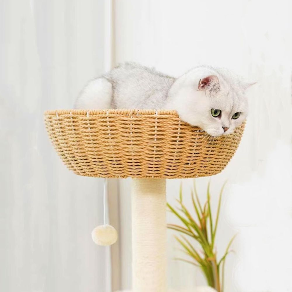 Rattan Wicker Cat Tower with N - Cat Window Perch ulasan dan harga